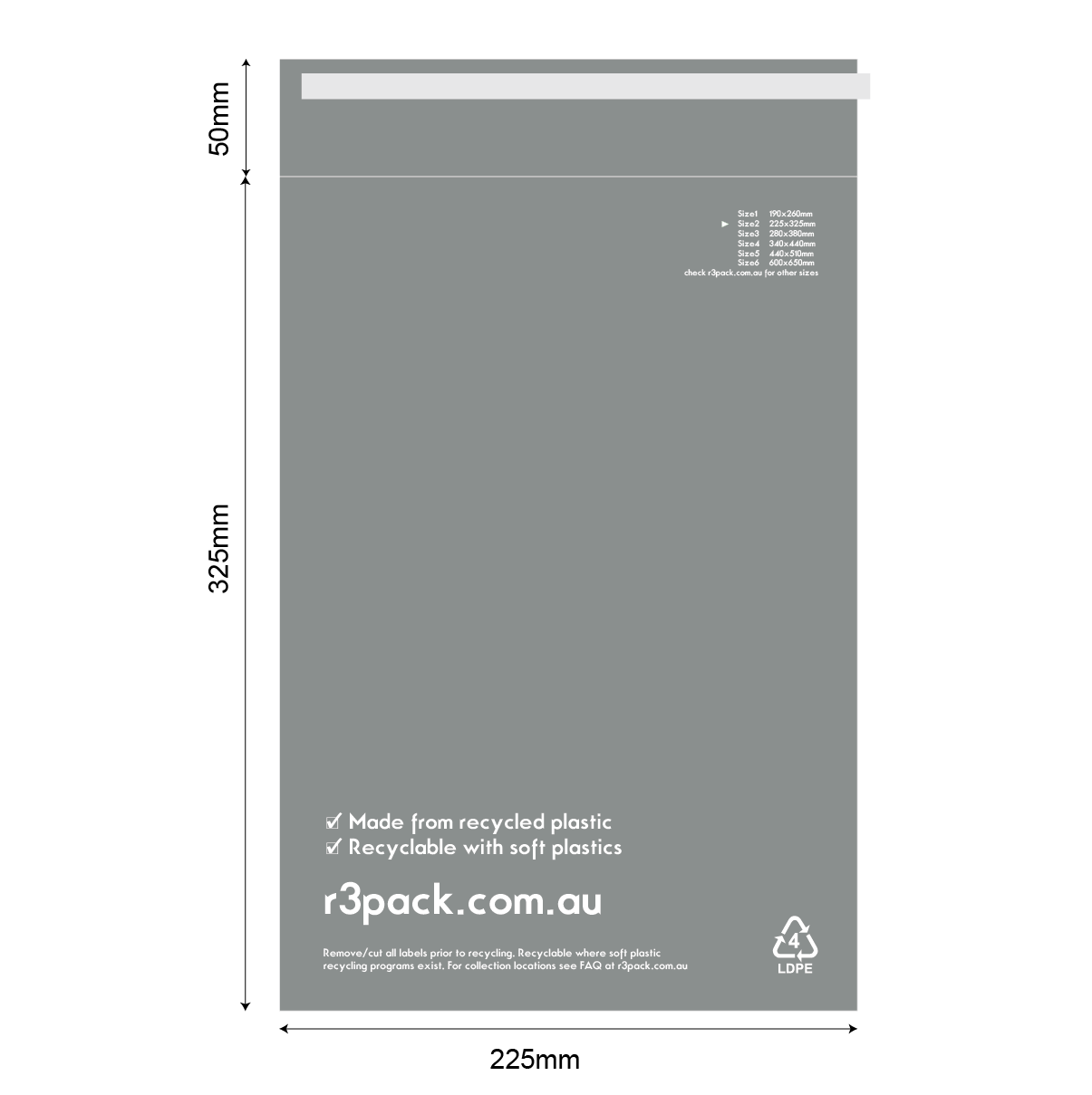Recycled Courier Bag Size2 225x325mm (pack of 100)